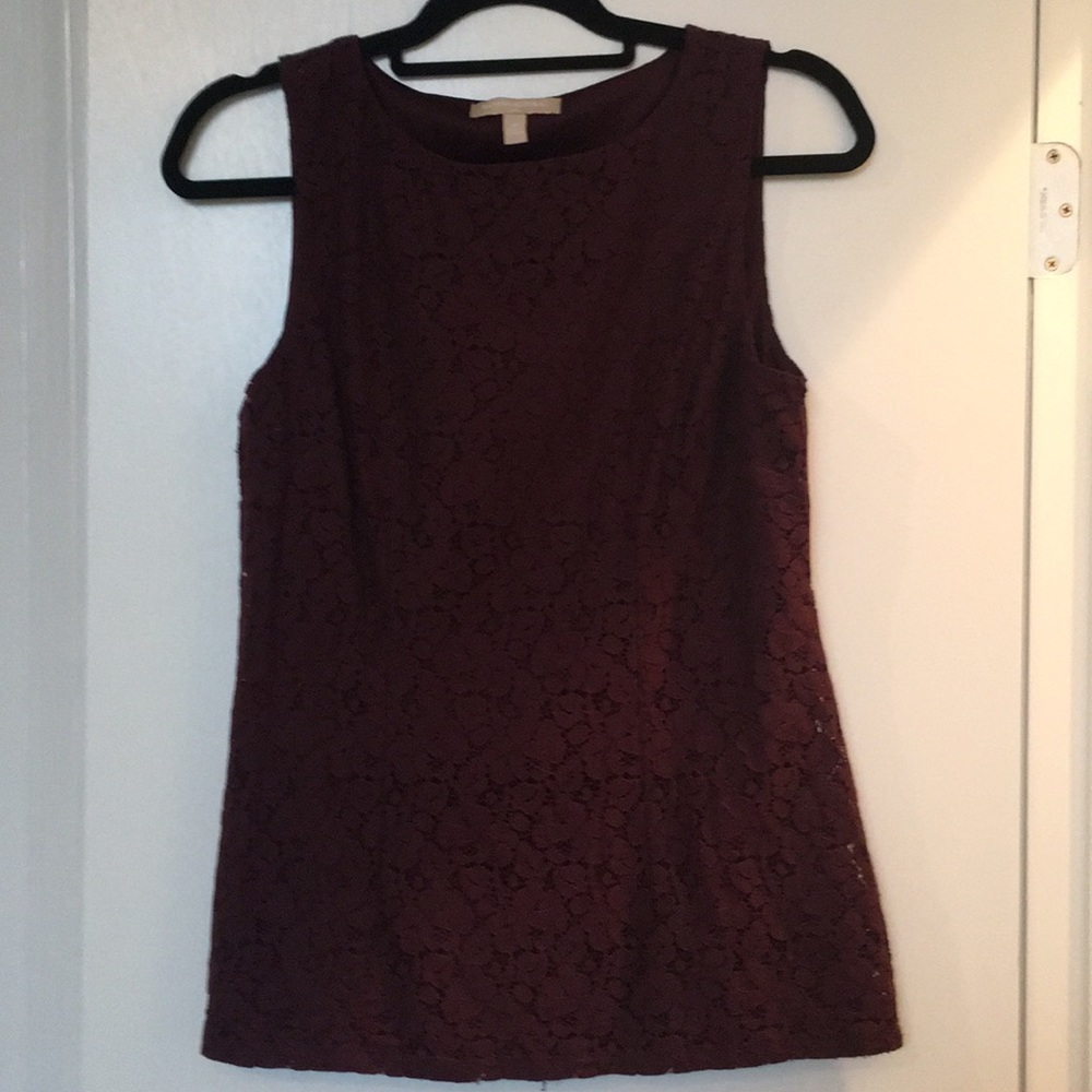Banana Republic Burgundy Lace Sleeveless Top